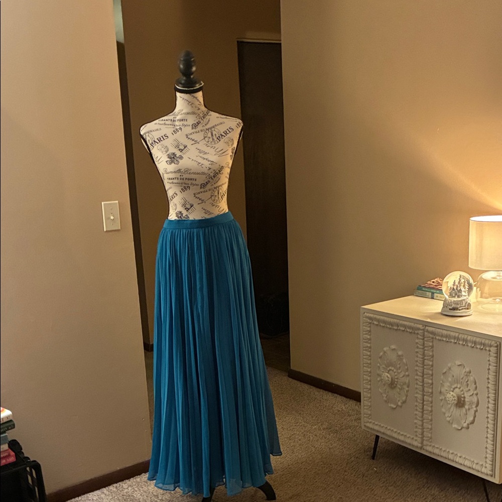 Anthropologie pleated  Blue Maxi Skirt
